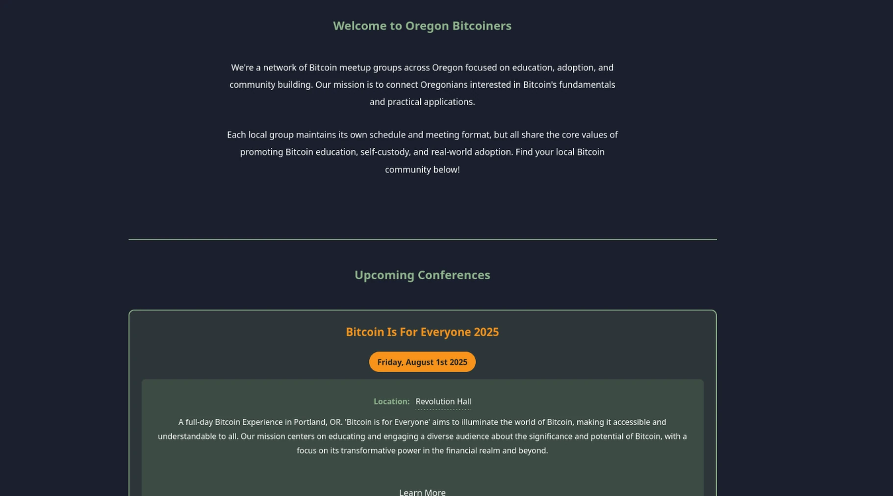 Oregon Bitcoiners Website Preview